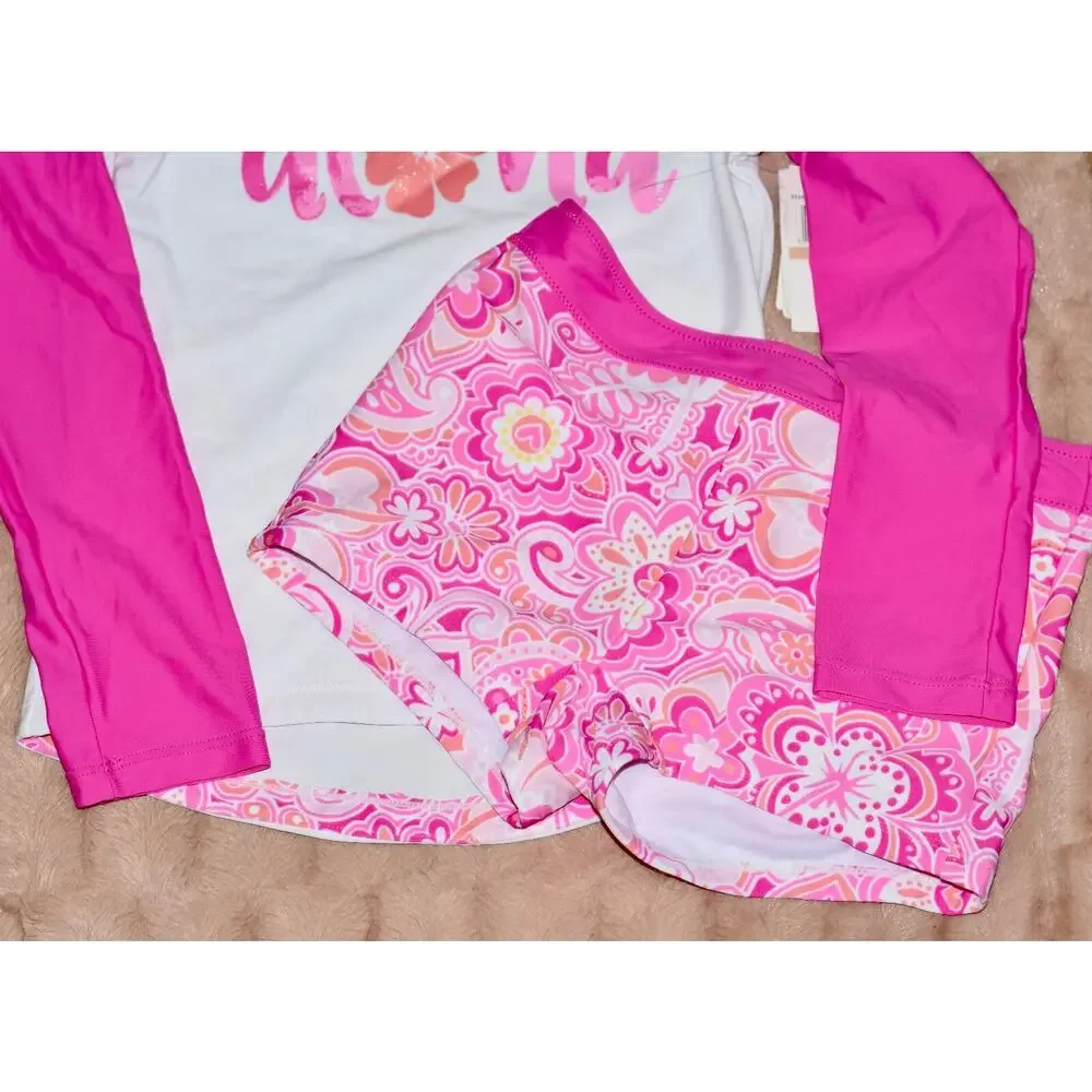 Tommy Bahama Girls Swimsuit Long Sleeve Rashguard Boy Shorts 2pc Size 12 NWT!